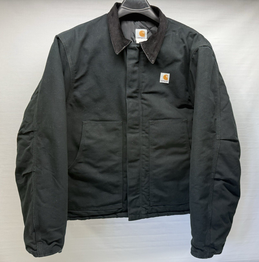Y2K Carhartt J02 BLK Duck Canvas Jacket Artic Quilted Lining Mens 46 Reg